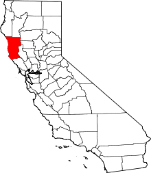 State map highlighting Mendocino County