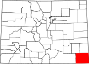 Map of Colorado highlighting Baca County