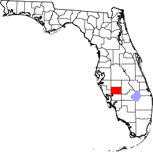 Map of Florida highlighting DeSoto County