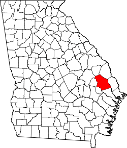 State map highlighting Bulloch County