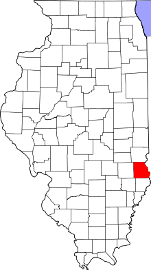 Map of Illinois highlighting Crawford County