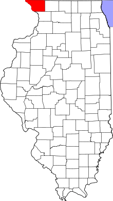 Map of Illinois highlighting Jo Daviess County