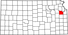 Map of Kansas highlighting Douglas County