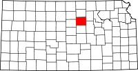 Map of Kansas highlighting Ottawa County