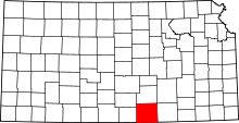 Map of Kansas highlighting Sumner County