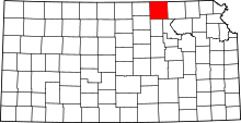 Map of Kansas highlighting Washington County