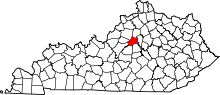 Map of Kentucky highlighting Anderson County