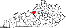 State map highlighting Bullitt County