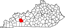 State map highlighting Muhlenberg County