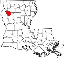 Map of Louisiana highlighting Red River Parish