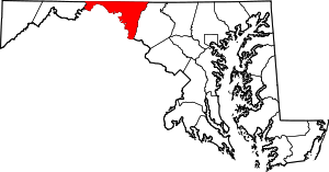 Map of Maryland highlighting Washington County