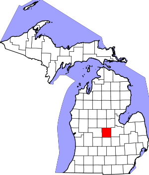 Map of Michigan highlighting Gratiot County