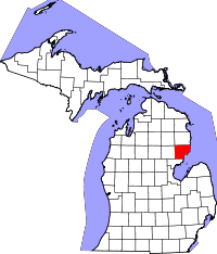 State map highlighting Iosco County