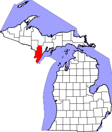 State map highlighting Menominee County