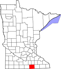 State map highlighting Freeborn County