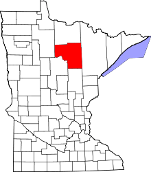 Map of Minnesota highlighting Itasca County