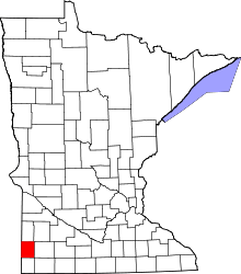 Map of Minnesota highlighting Pipestone County