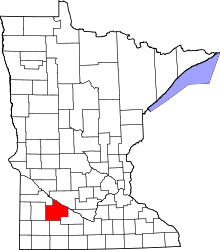 Map of Minnesota highlighting Redwood County