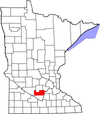 State map highlighting Sibley County