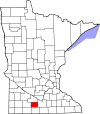 State map highlighting Watonwan County