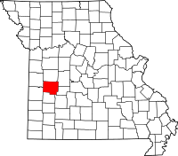 Map of Missouri highlighting St. Clair County