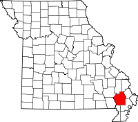 Map of Missouri highlighting Stoddard County