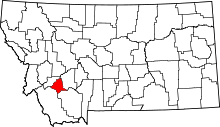 Map of Montana highlighting Silver Bow County