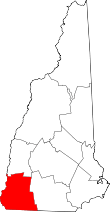 Map of New Hampshire highlighting Cheshire County