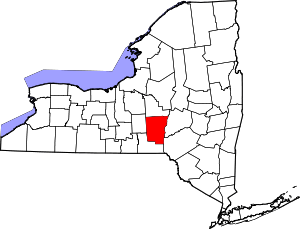 Map of New York highlighting Chenango County