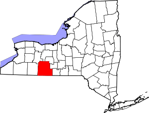 Map of New York highlighting Steuben County