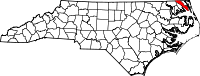 Map of North Carolina highlighting Camden County