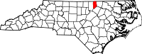 Map of North Carolina highlighting Vance County