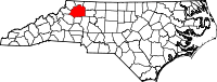 Map of North Carolina highlighting Wilkes County