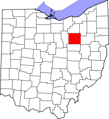 Map of Ohio highlighting Wayne County