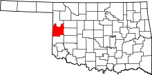 State map highlighting Roger Mills County