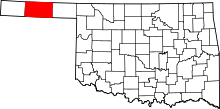 Map of Oklahoma highlighting Texas County