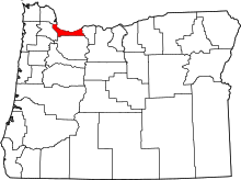 State map highlighting Multnomah County