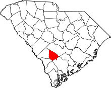 State map highlighting Bamberg County