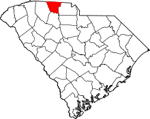 Map of South Carolina highlighting Cherokee County