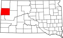 Map of South Dakota highlighting Butte County