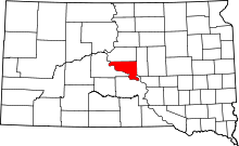 State map highlighting Hughes County