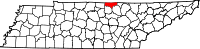 Map of Tennessee highlighting Clay County