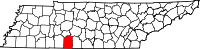 Map of Tennessee highlighting Lawrence County