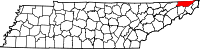 Map of Tennessee highlighting Sullivan County