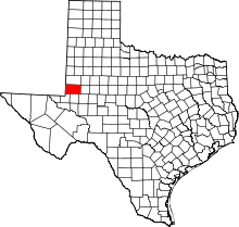 Map of Texas highlighting Andrews County