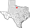 Map of Texas highlighting Baylor County