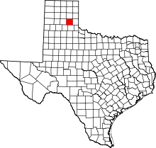 Map of Texas highlighting Donley County