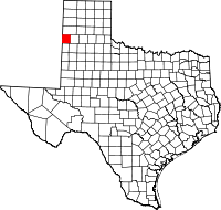 Map of Texas highlighting Parmer County