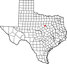 Map of Texas highlighting Somervell County