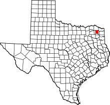 Map of Texas highlighting Titus County